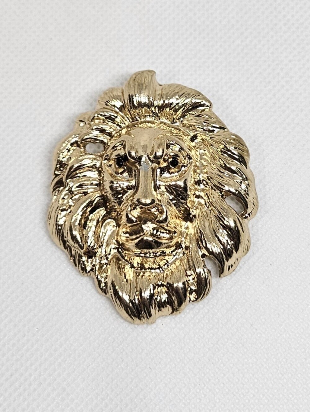 Vintage Gold Tone Lion Head Brooch Statement Costume Jewelry